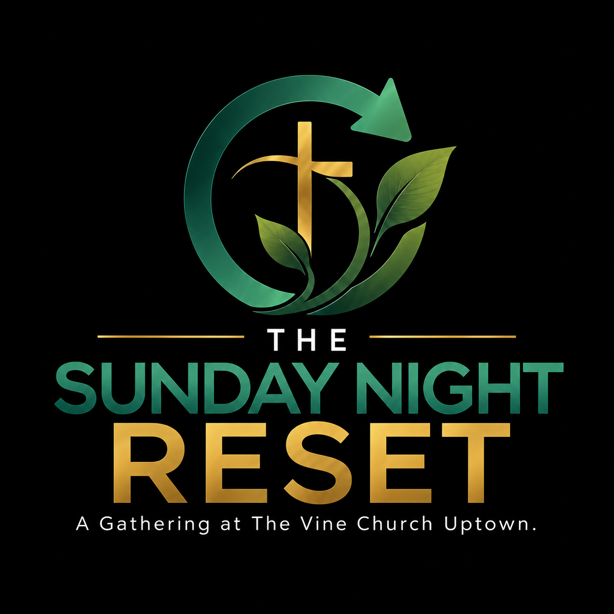 The Sunday Night Reset — a cross with circular arrow and leaves